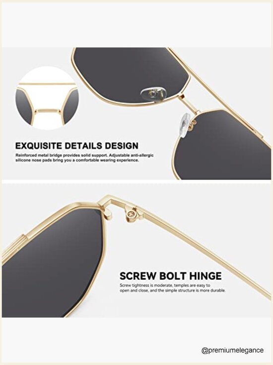 Oversized Square Aviator Polarized Sunglasses Metal Frame main image 7